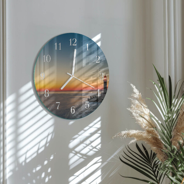 Round wall clock Lighthouse Sea
