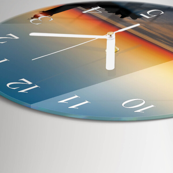 Round wall clock Lighthouse Sea