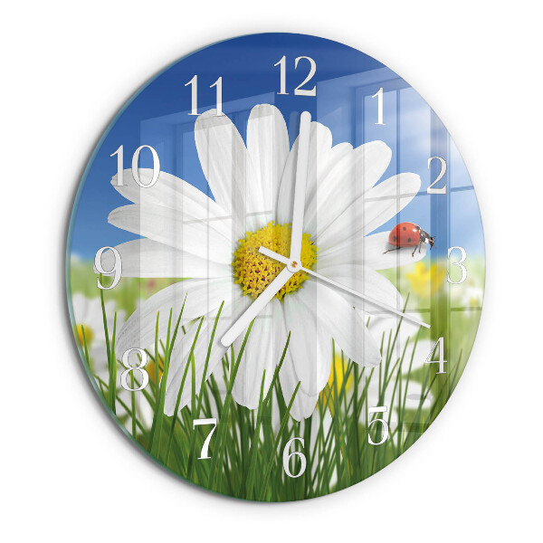 Round wall clock Flower and Ladybug