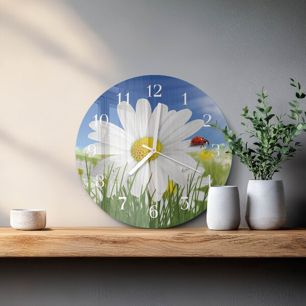 Round wall clock Flower and Ladybug