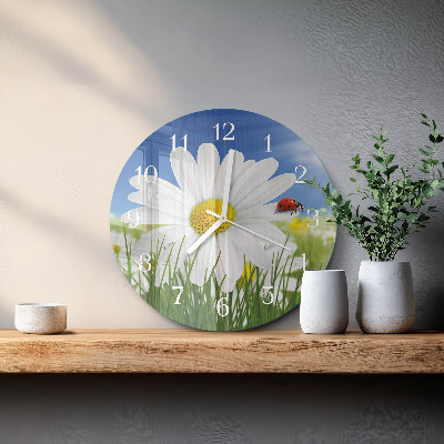 Round wall clock Flower and Ladybug