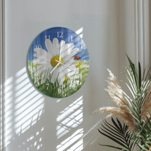 Round wall clock Flower and Ladybug