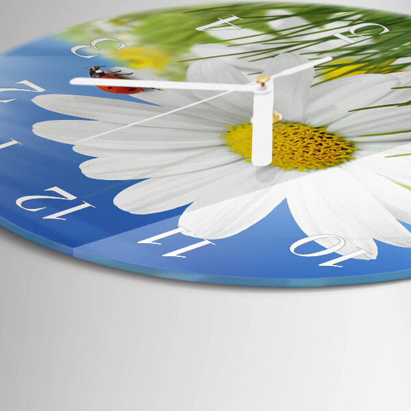 Round wall clock Flower and Ladybug