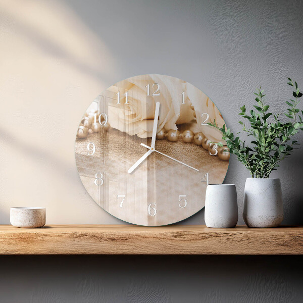 Round wall clock Vintage Sepia Roses