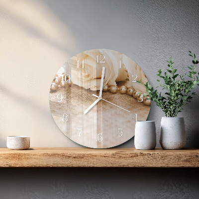 Round wall clock Vintage Sepia Roses