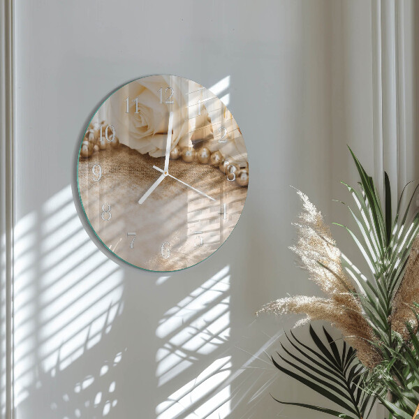 Round wall clock Vintage Sepia Roses