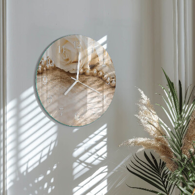 Round wall clock Vintage Sepia Roses
