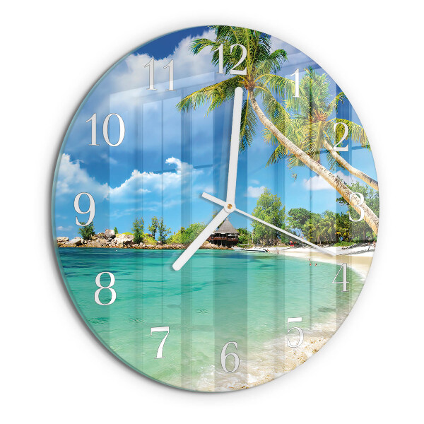 Round wall clock Beach Palm Trees
