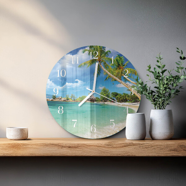 Round wall clock Beach Palm Trees