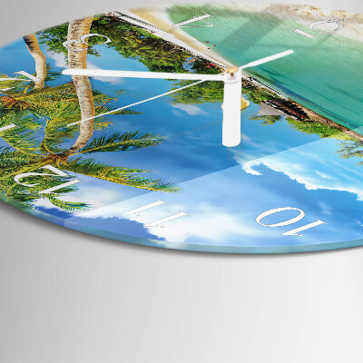Round wall clock Beach Palm Trees