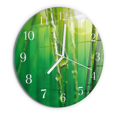 Round wall clock Drops of Grass