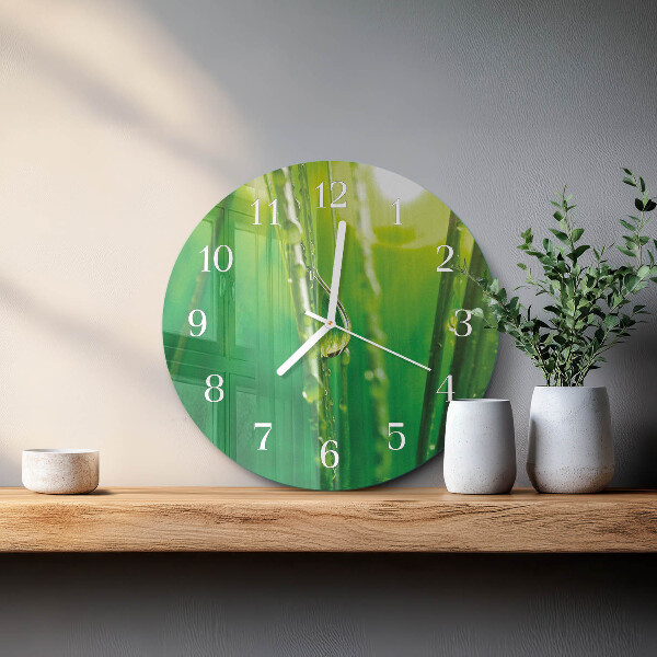 Round wall clock Drops of Grass
