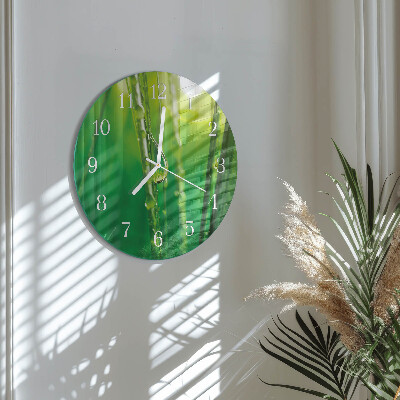 Round wall clock Drops of Grass