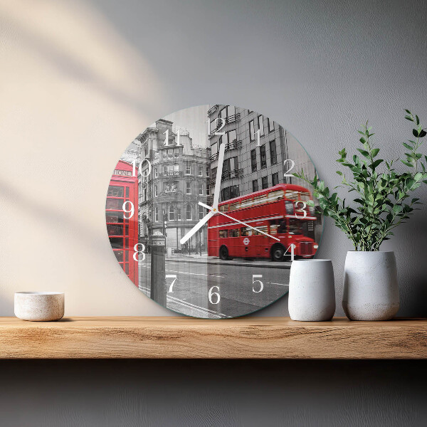 Round wall clock Red Bus