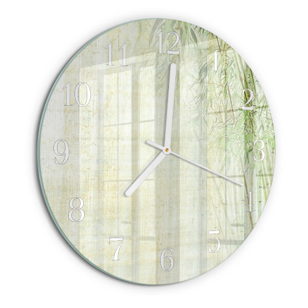Round wall clock Bamboo Plant