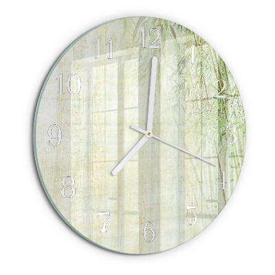Round wall clock Bamboo Plant