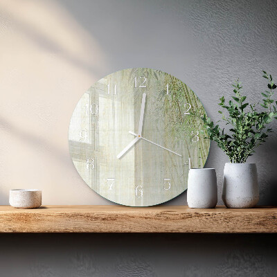 Round wall clock Bamboo Plant