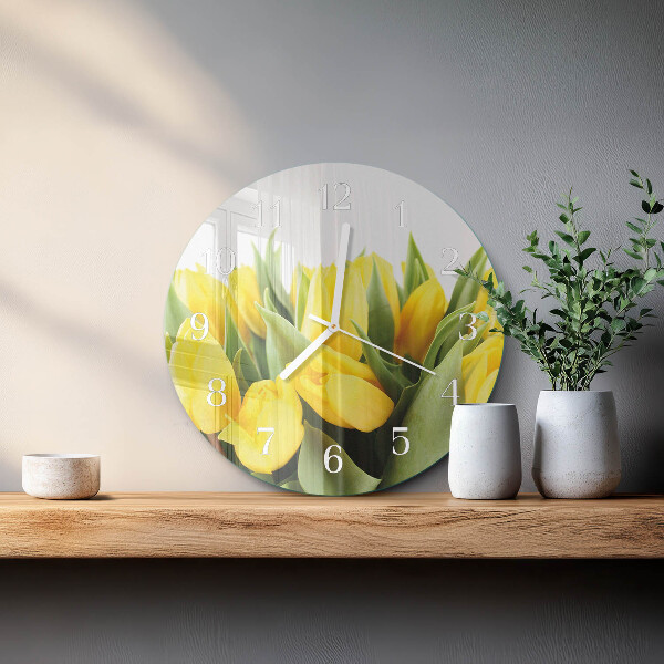 Round wall clock Tulip Flowers