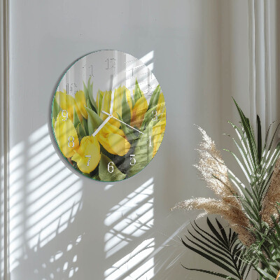 Round wall clock Tulip Flowers