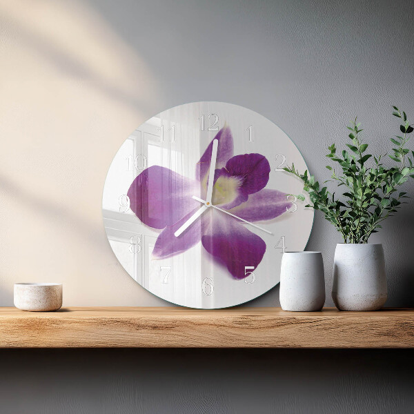 Round wall clock Orchid Flower