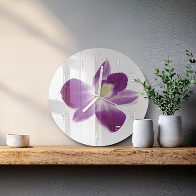 Round wall clock Orchid Flower