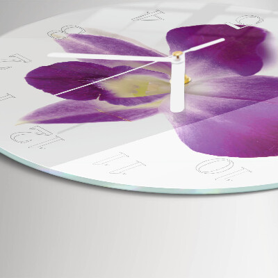 Round wall clock Orchid Flower