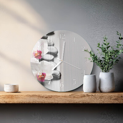 Round wall clock Orchid Stones