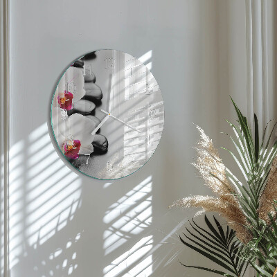 Round wall clock Orchid Stones
