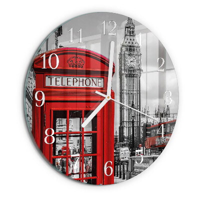 Round wall clock Red Telephone Booth