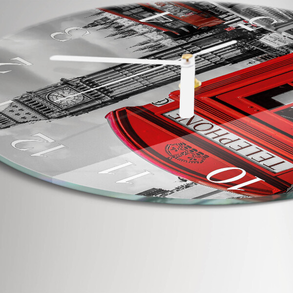 Round wall clock Red Telephone Booth