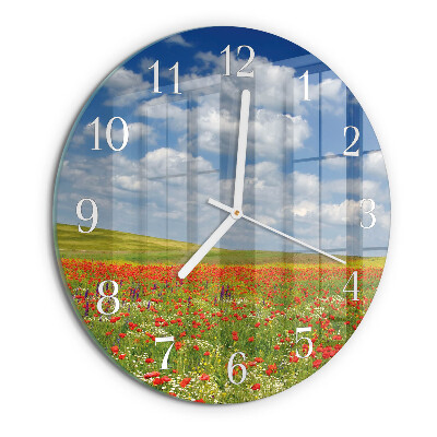 Round wall clock Poppy Field