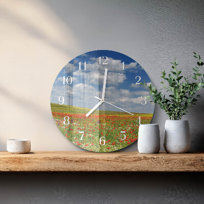Round wall clock Poppy Field