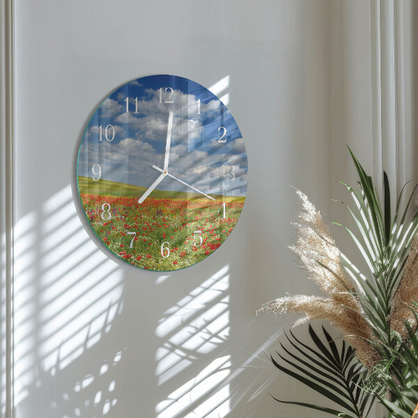 Round wall clock Poppy Field