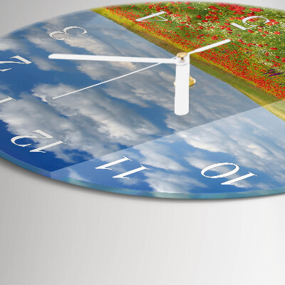 Round wall clock Poppy Field