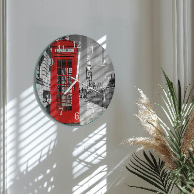Round wall clock Red Telephone Booth
