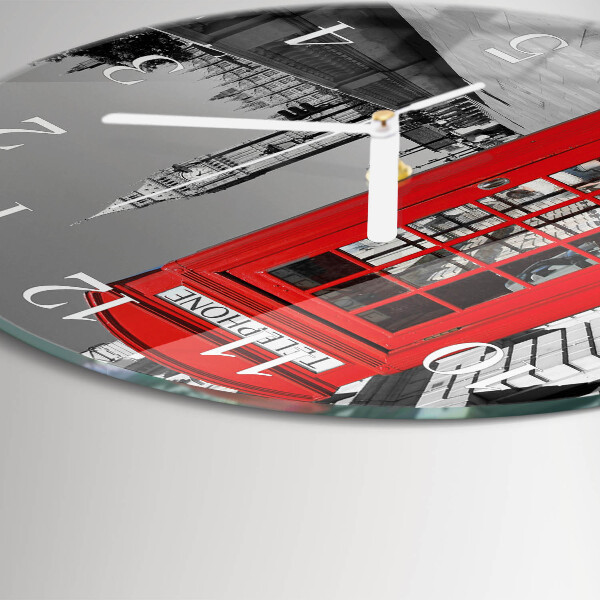 Round wall clock Red Telephone Booth