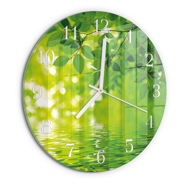 Round wall clock Leaves