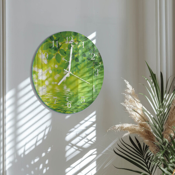 Round wall clock Leaves