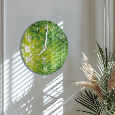 Round wall clock Leaves