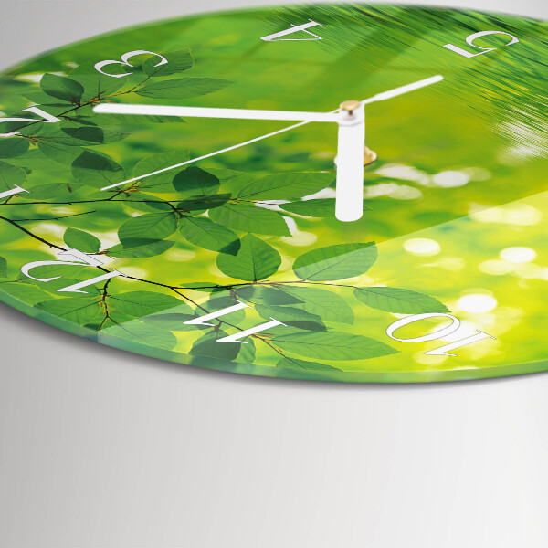 Round wall clock Leaves