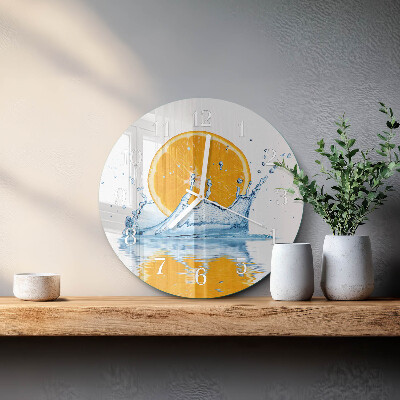 Round wall clock Orange Water