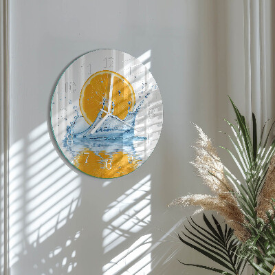 Round wall clock Orange Water