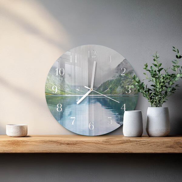 Round wall clock Mountain Lake