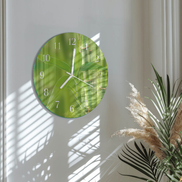 Round wall clock Bamboo Plant