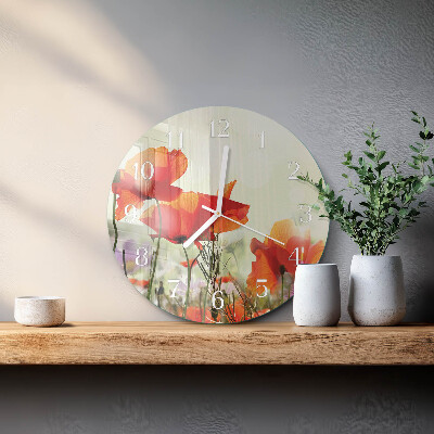 Round wall clock Poppies
