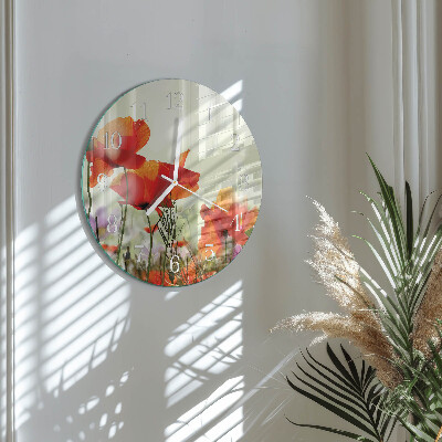 Round wall clock Poppies