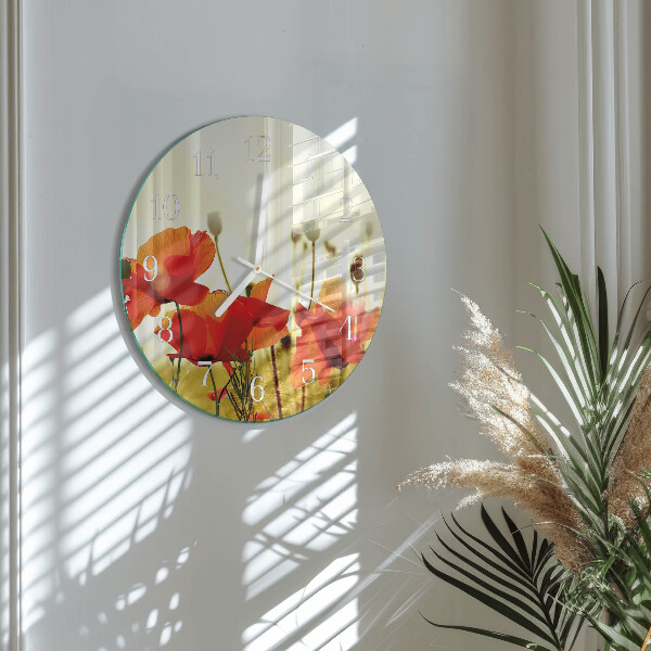 Round wall clock Poppies
