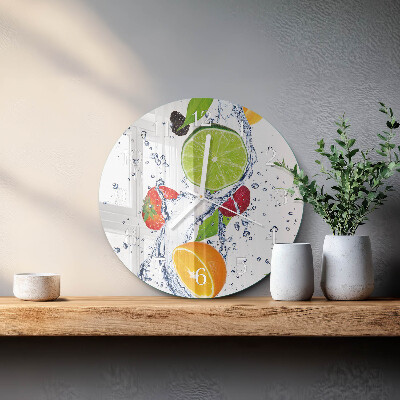 Round wall clock Fruits Lemon