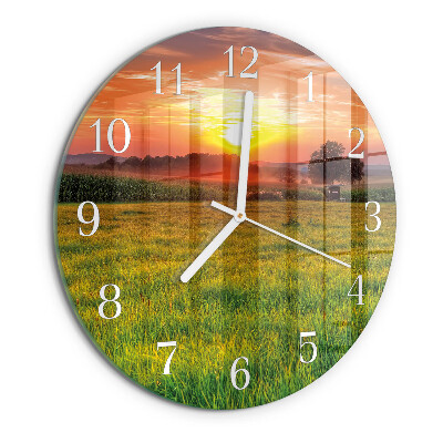 Round wall clock Landscape Meadow