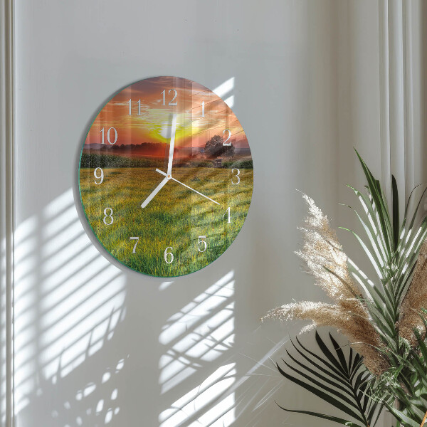 Round wall clock Landscape Meadow